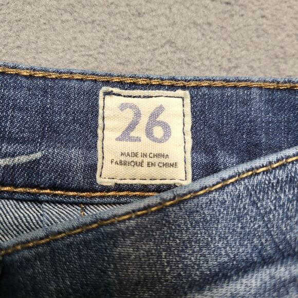 We the Free People Jeans Womens 26 Blue Straight Leg Distressed Denim Stretch - Picture 4 of 11